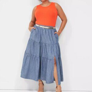 Lane Bryant Chambray Maxi Skirt, size 22/24 like new